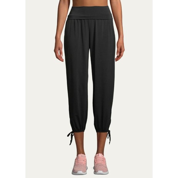 Onzie Black Polyester High Rise Tie Cuff Pull On Jersey Jogger Pants - Picture 7 of 7